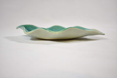 Hydrangea leaf dish blue color close up