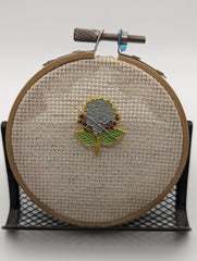 Hydrangea Needle Minder with back magnet holds needle to fabric