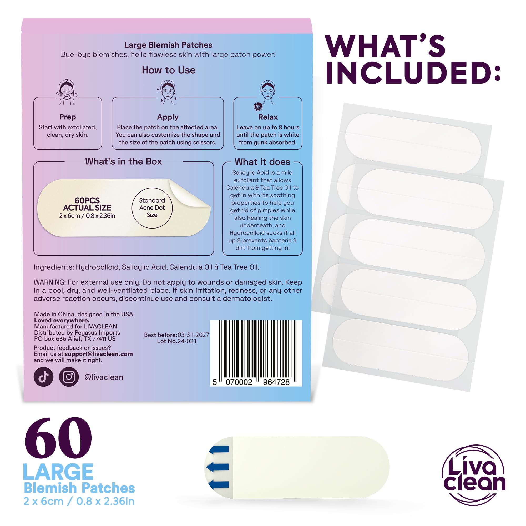 Hydrocolloid acne patches with salicylic acid label