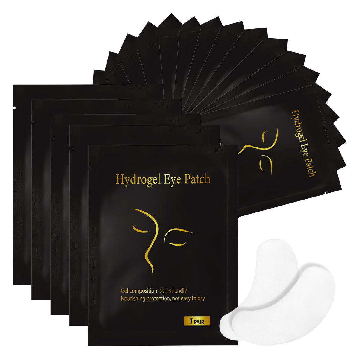 Hydrogel under eye patches for eyelash extensions product packaging