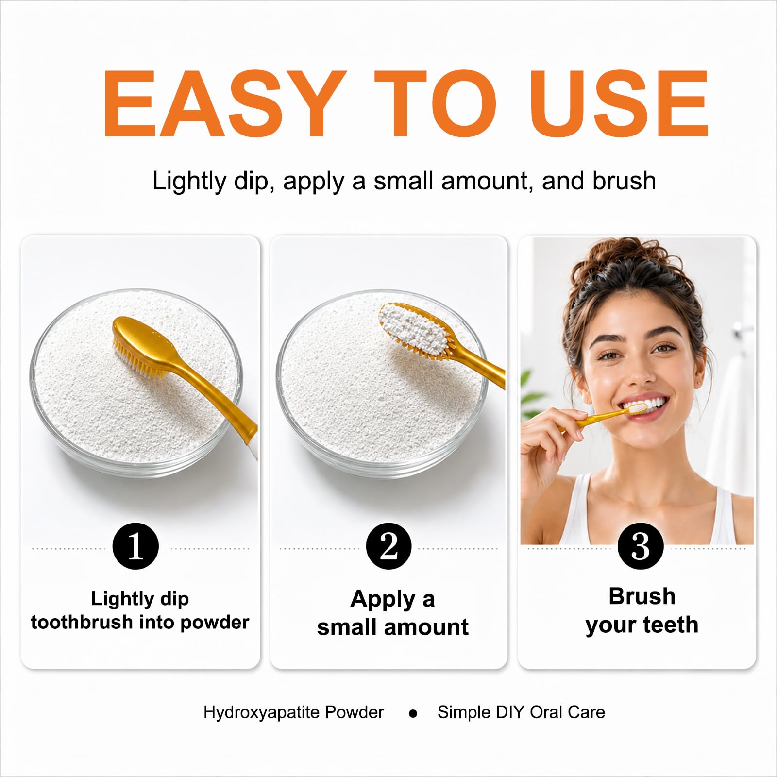 Rod-shaped hydroxyapatite powder for teeth enamel