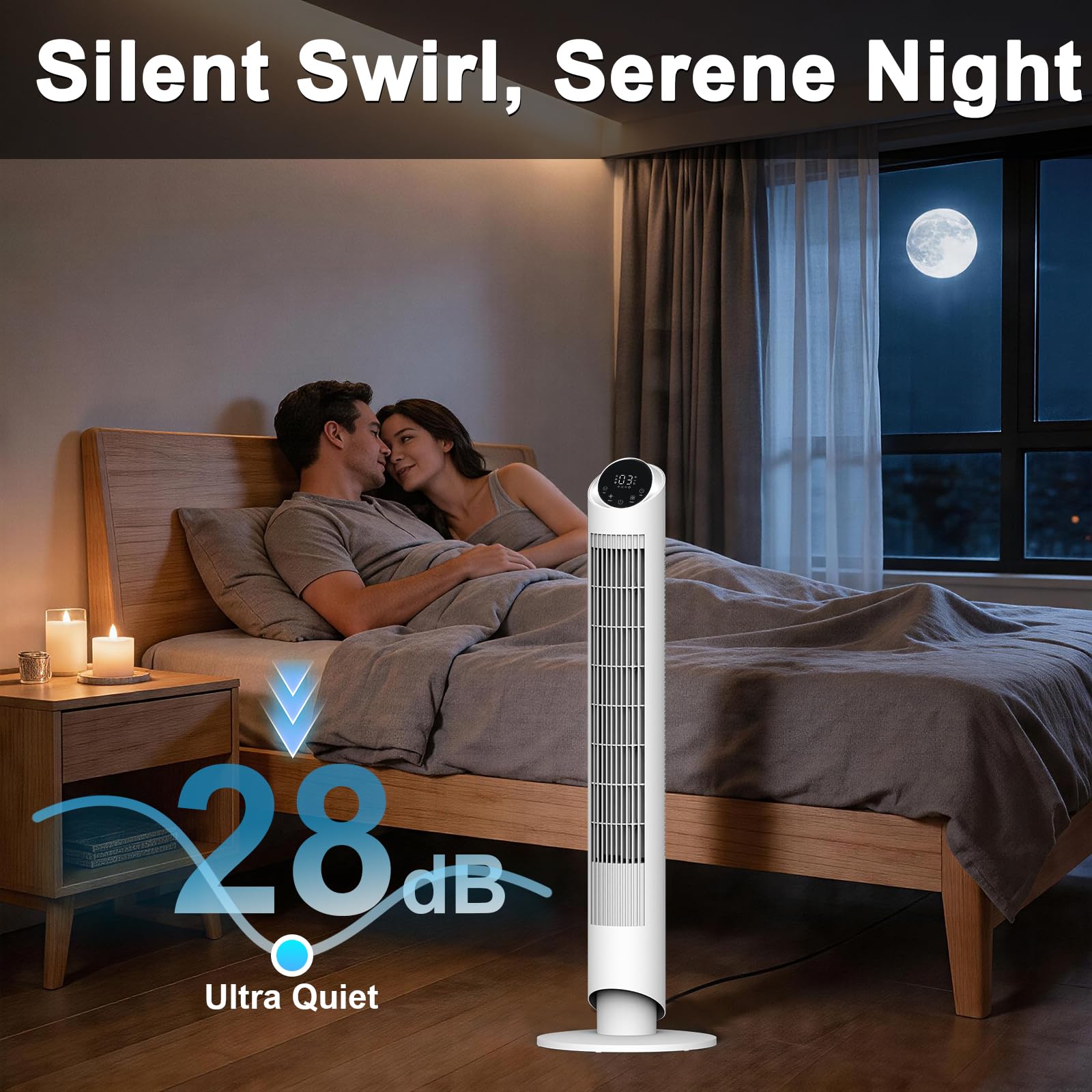40-inch slim hykolity tower fan with concealed handle