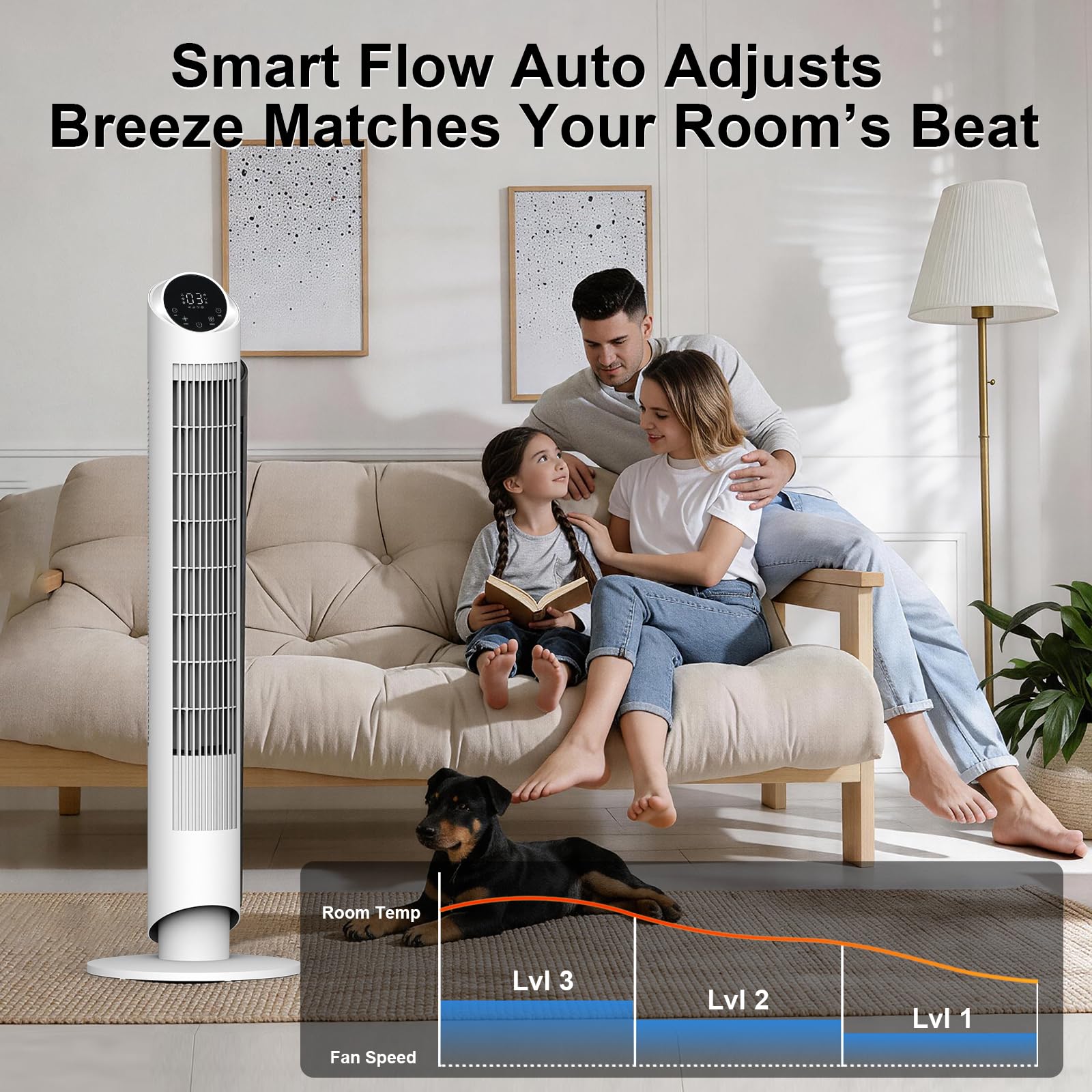 hykolity bladeless tower fan used in home office