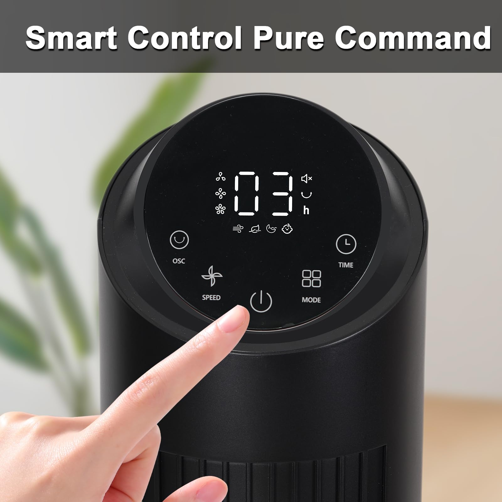 hykolity tower fan with 3 speeds and 4 modes
