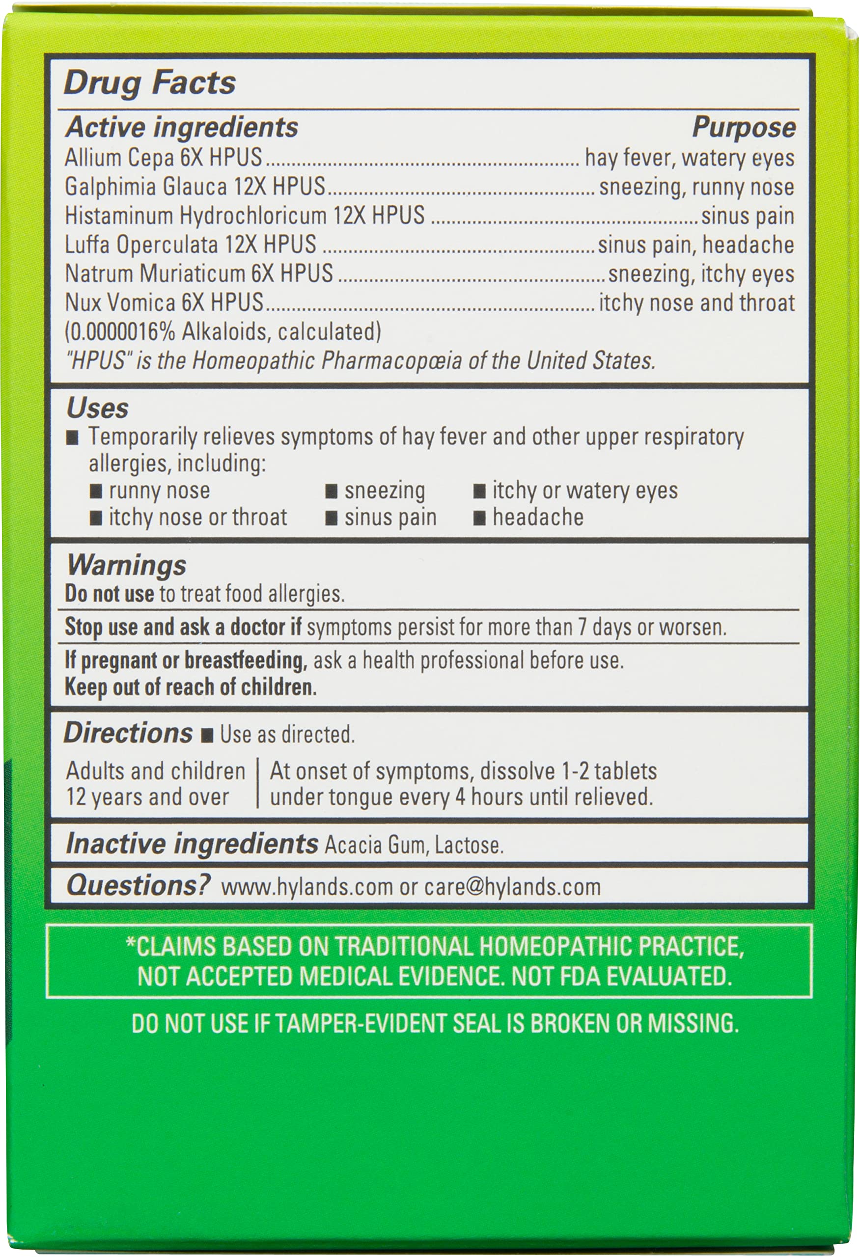 Indoor outdoor allergen relief tablets by Hyland's