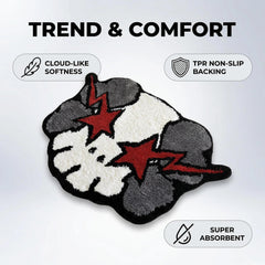 Graphic rug with Ka-Ws Style design suitable for kids