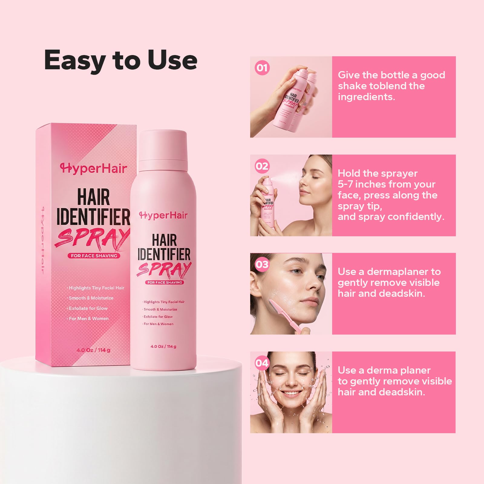 HyperHair hair identifier used on face and body areas