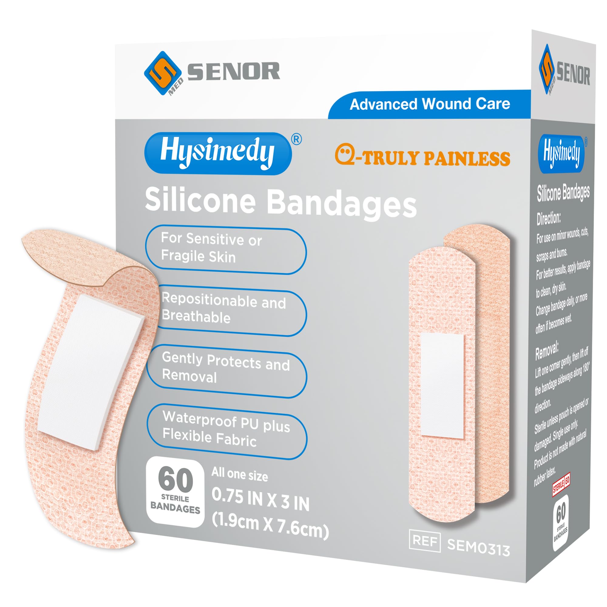 Hysimedy silicone bandages for sensitive skin pack of 60 counts