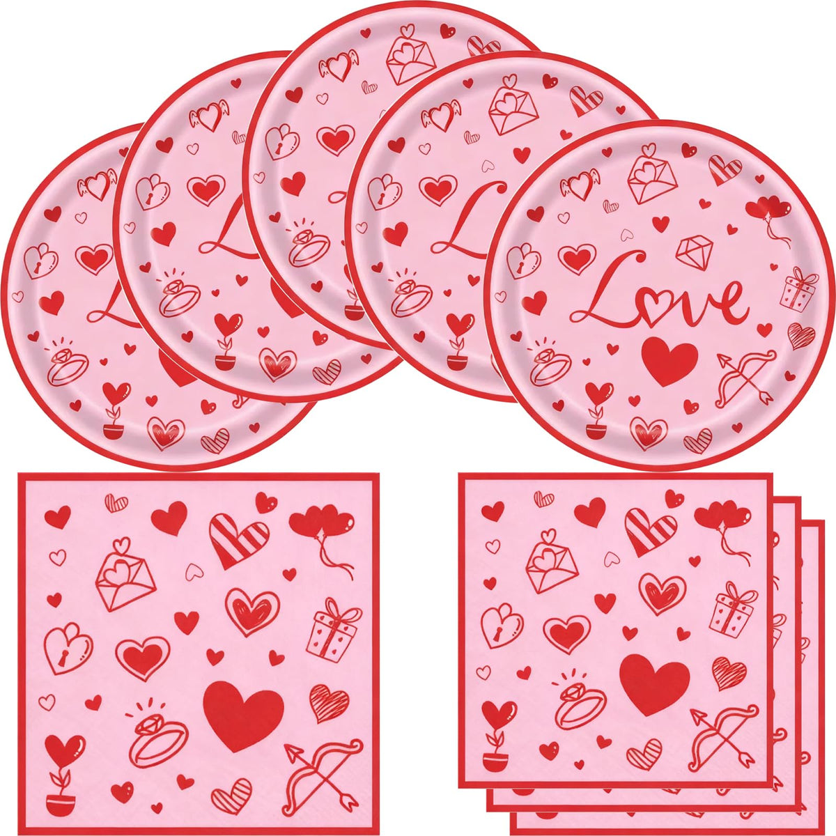Hzleyw valentines day dinnerware set plates and napkins