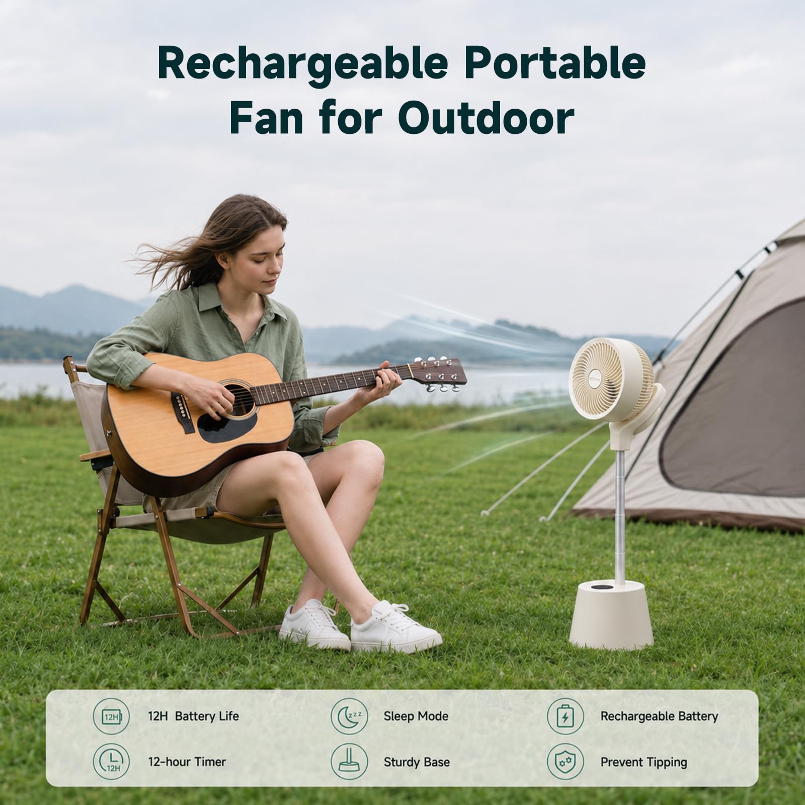 Fan with 6 speeds and 3 modes Normal Natural Sleep