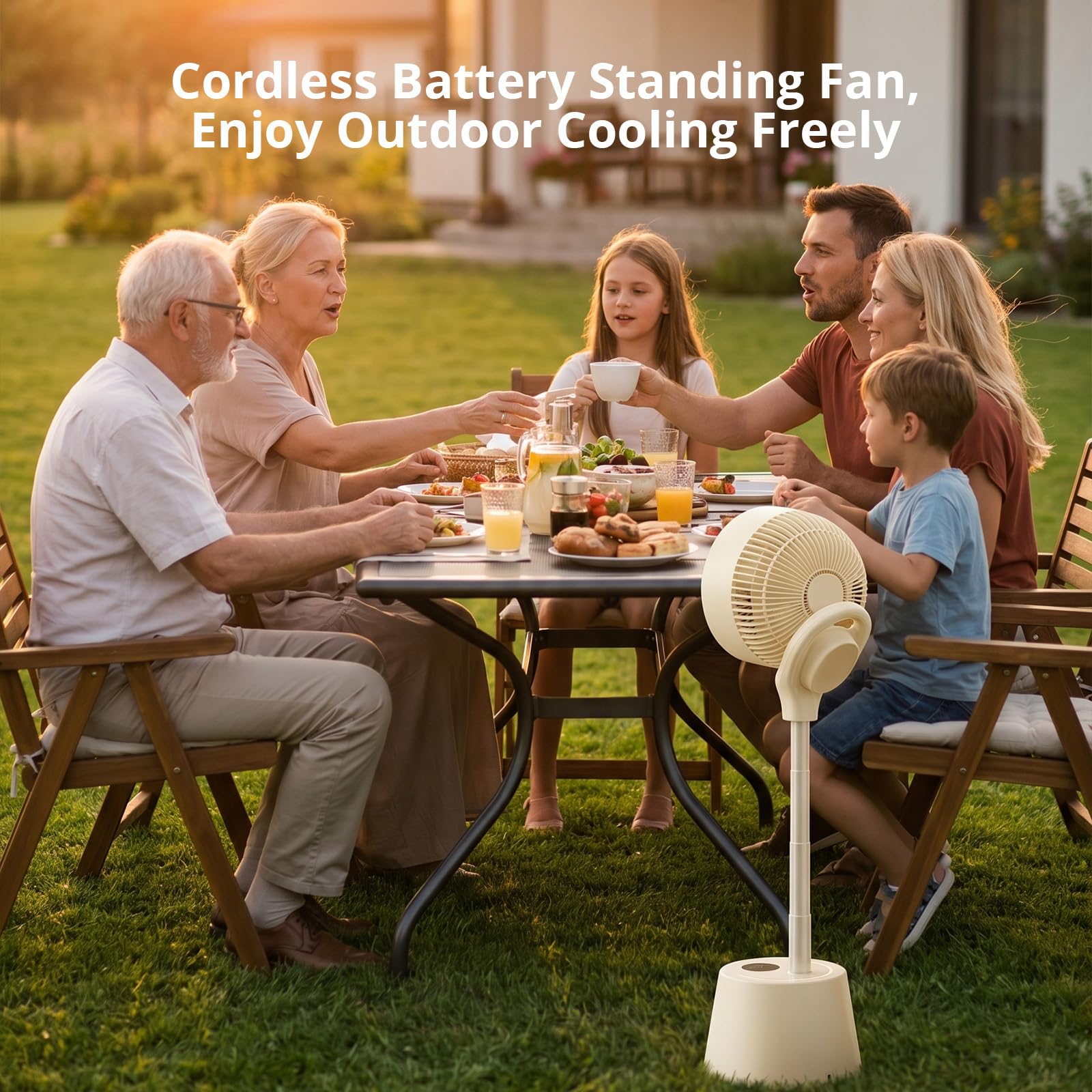 Indoor and outdoor cordless fan use with battery power
