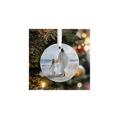 I am a Child of God baptism ornament image with Jesus and girl on beach