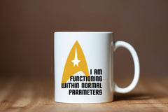 11oz coffee mug with dual sided print for left or right handed use
