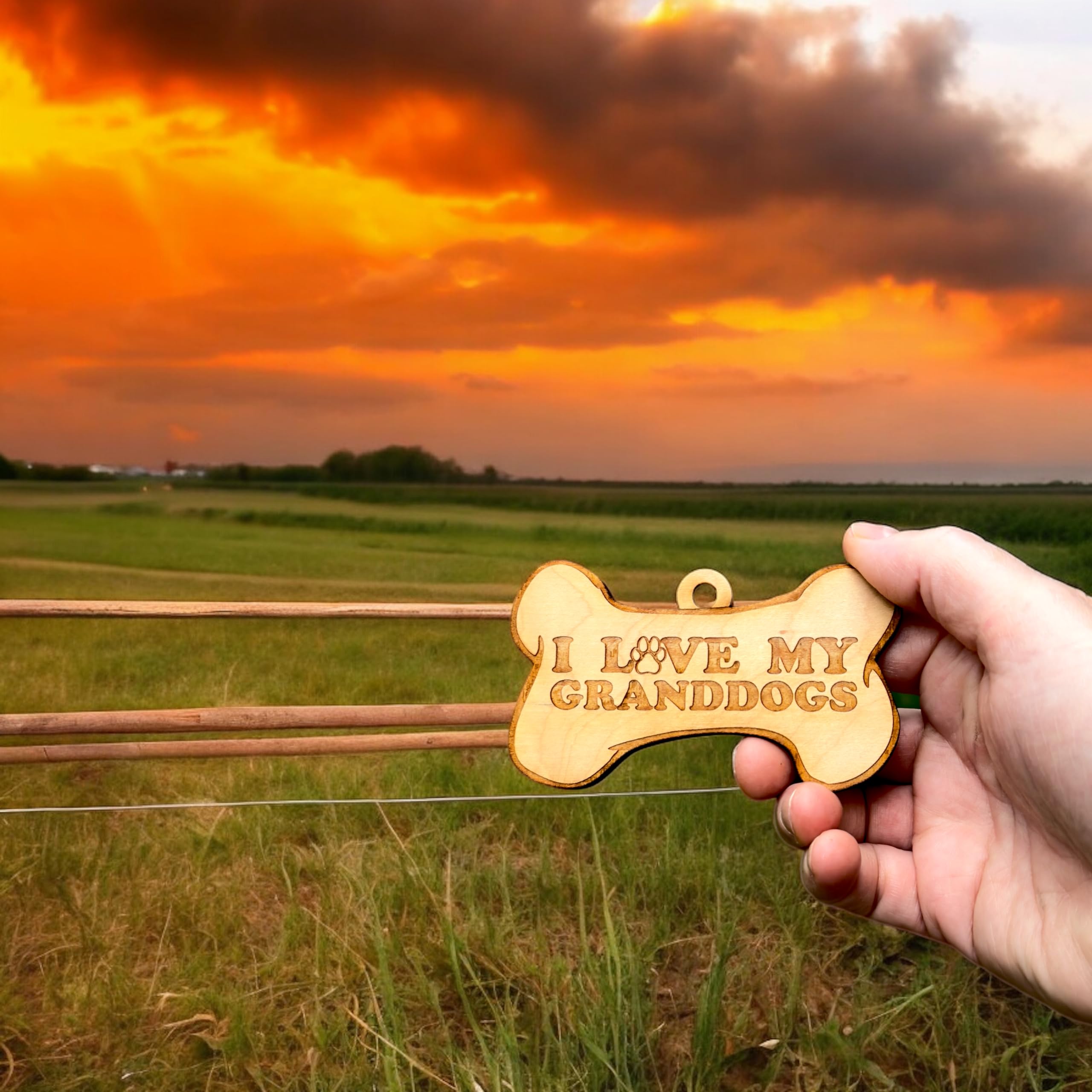 I Love My Granddogs ornament raw wood 4x2in