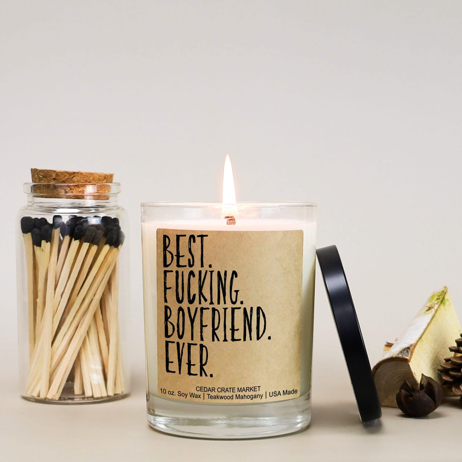 I love you candle for boyfriend Teakwood Mahogany fragrance