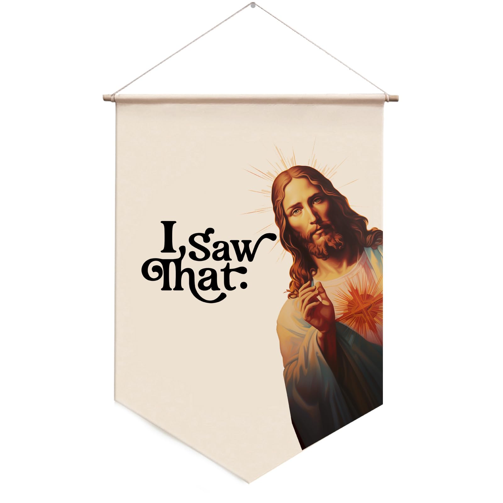 I Saw That Jesus Christmas Wall Decor polyester banner with wooden pole