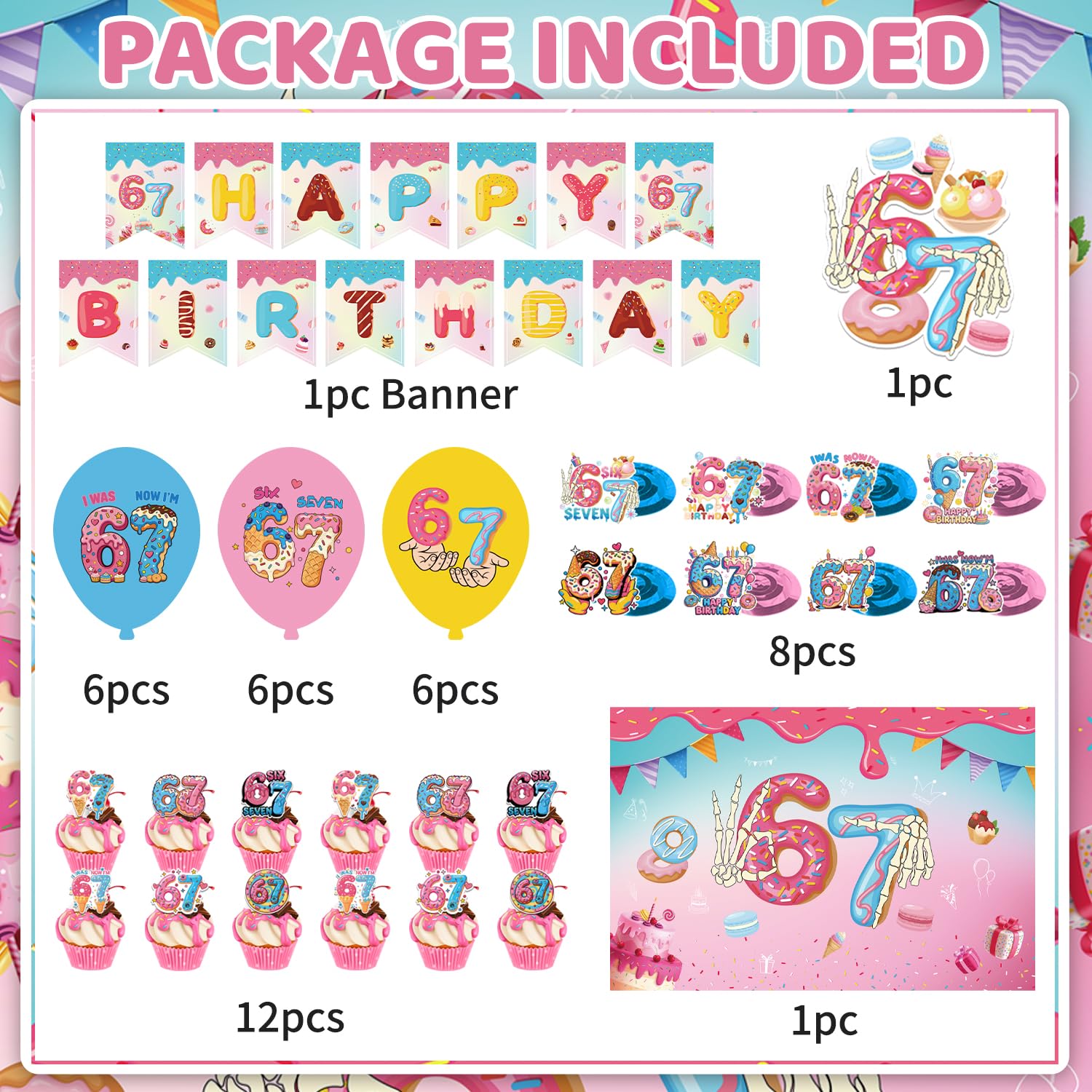 Happy Birthday banner for I Was 6 Now I'm 7 set