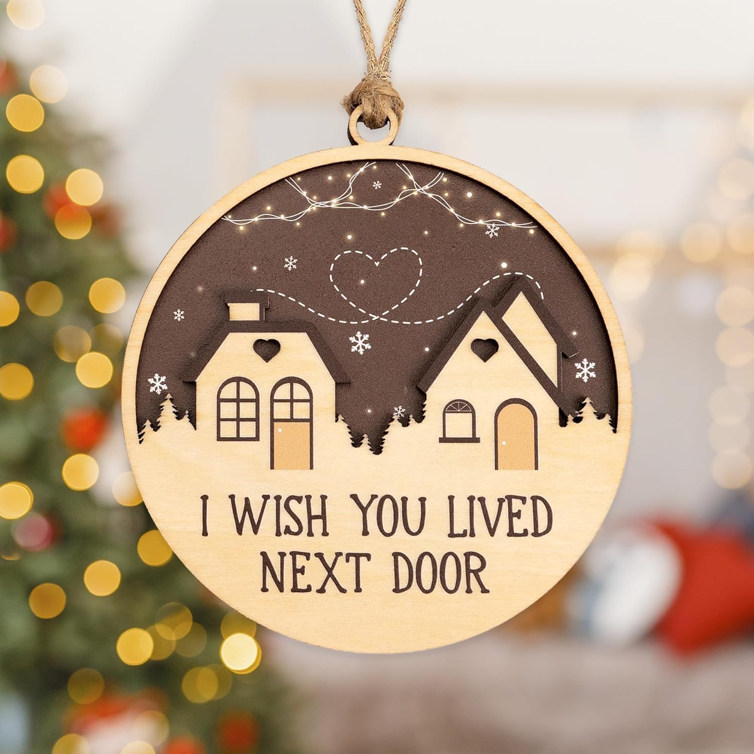 I Wish You Lived Next Door ornament kraft envelope packaging
