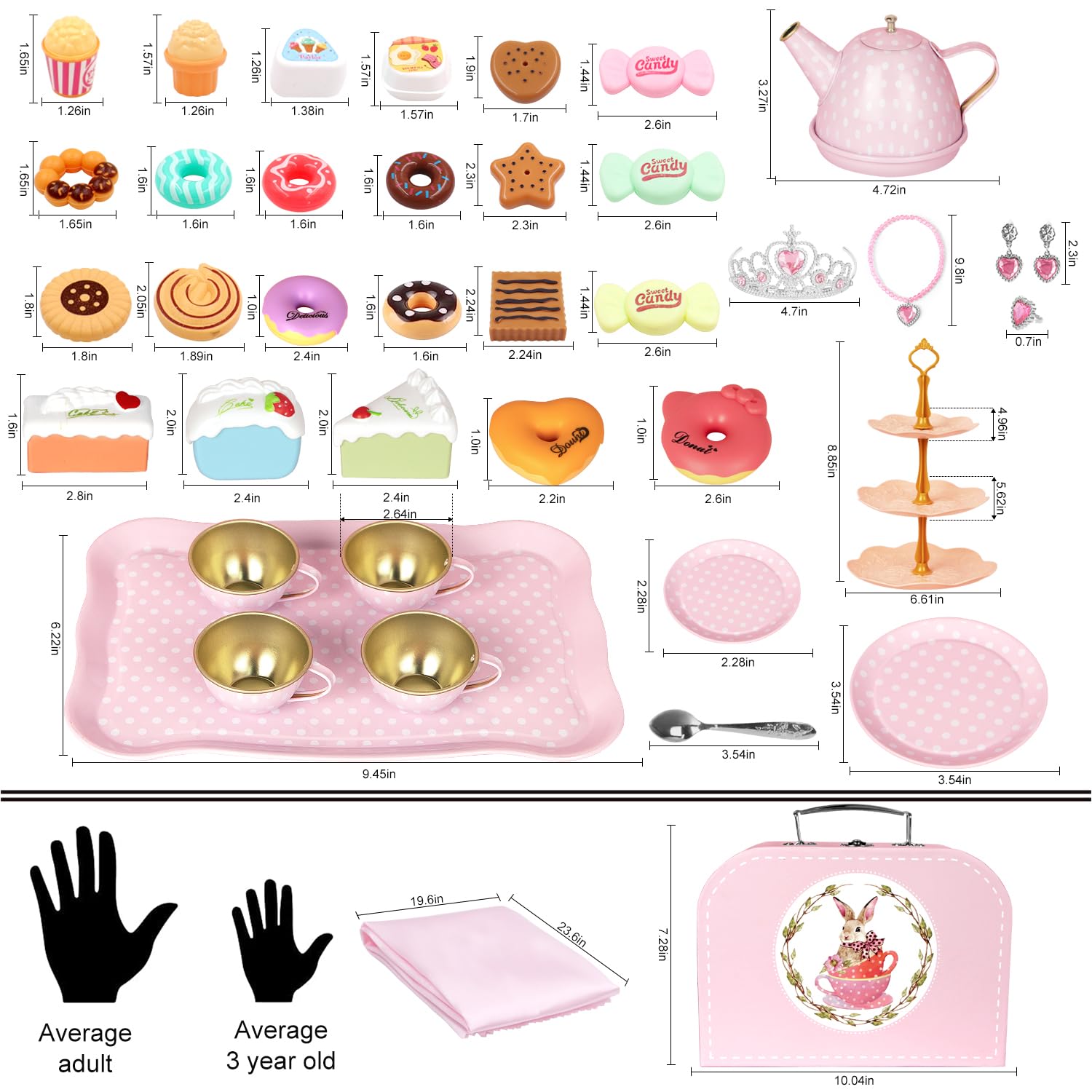 princess tea time accessories crown necklace bracelet earrings
