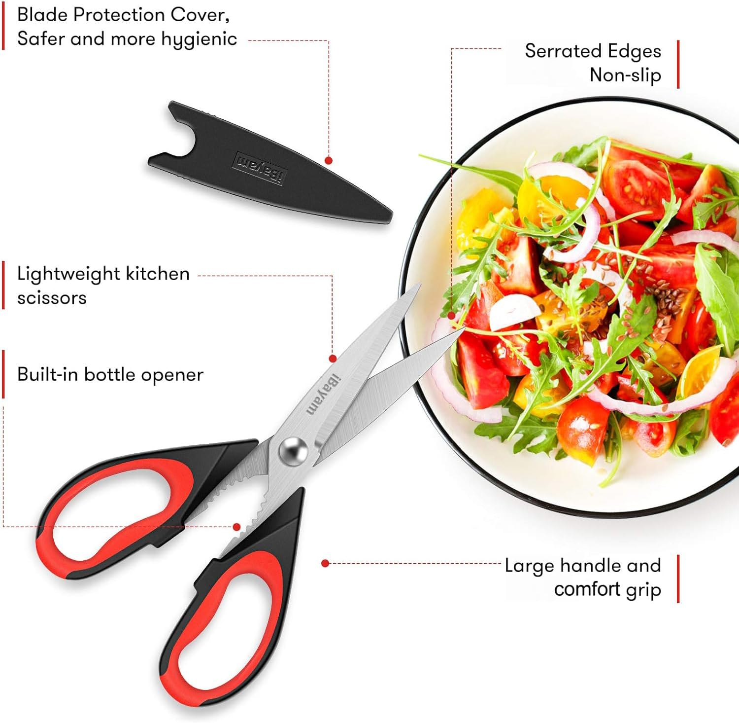 iBayam versatile kitchen scissors suitable for kitchen and camping