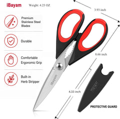 iBayam color coded handles Black Gray kitchen scissors