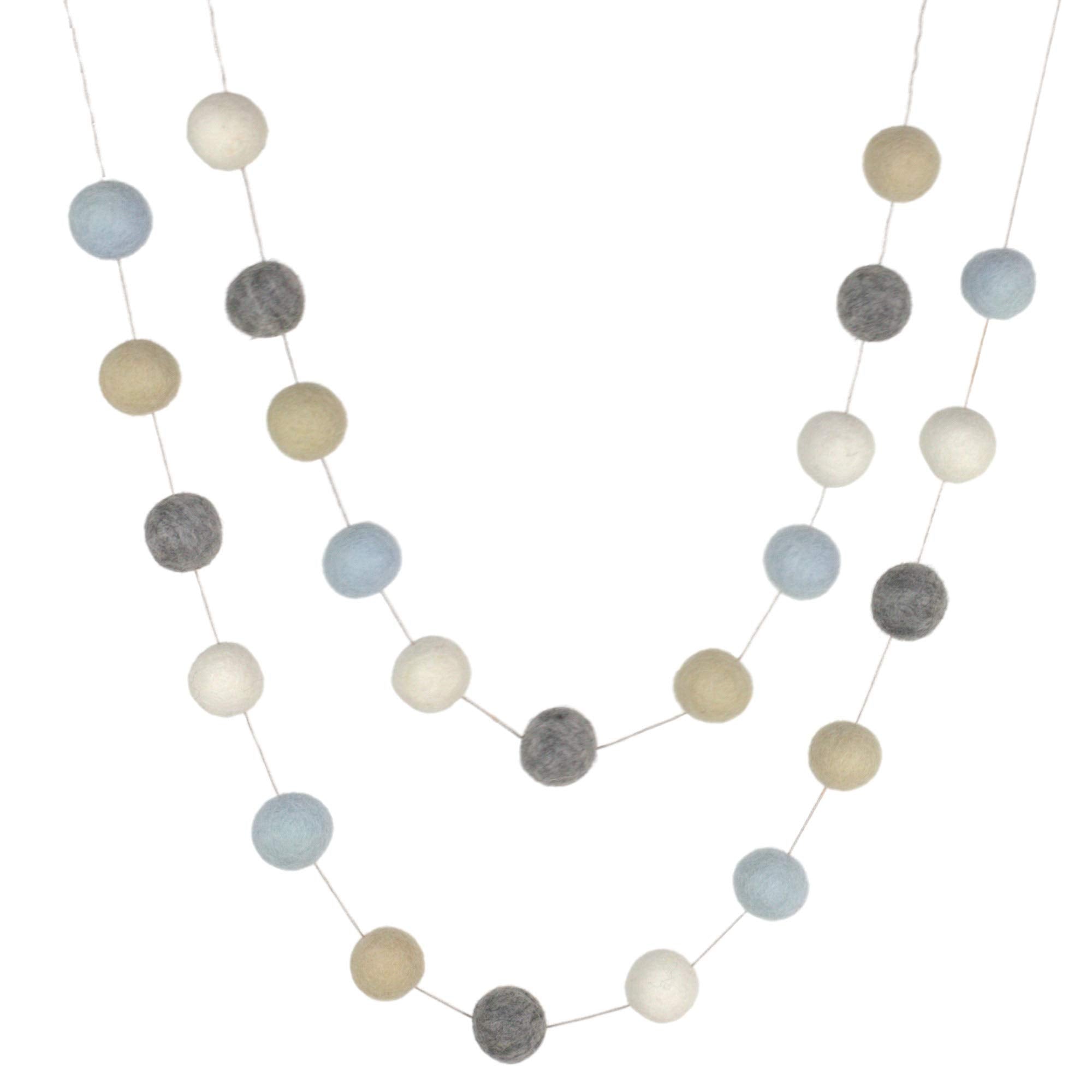 Ice Blue Felt Ball Garland 6 ft string with 24 balls
