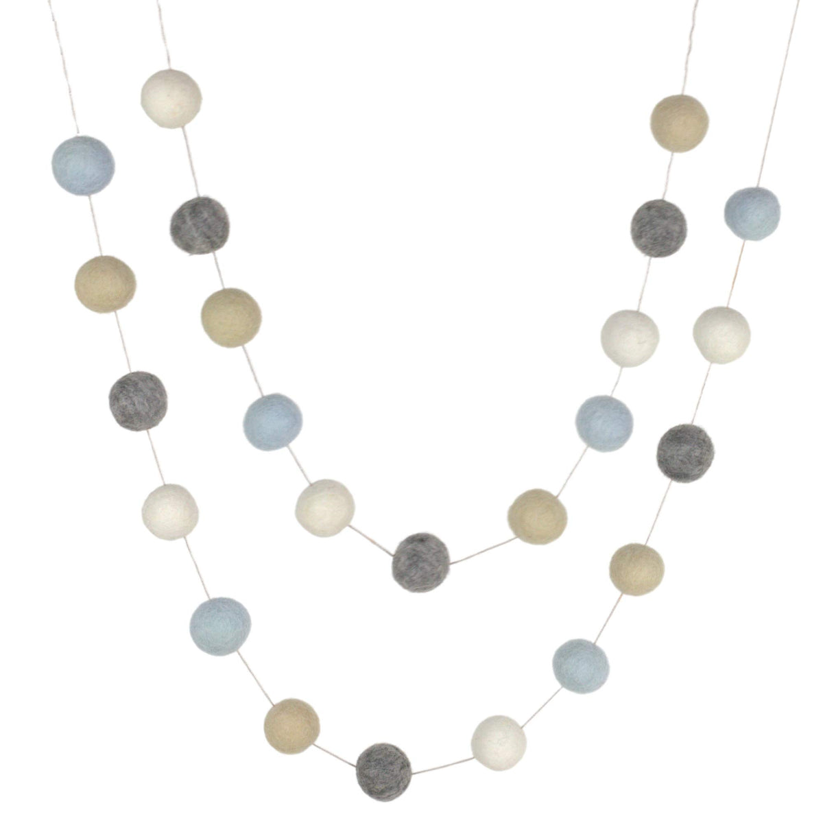 Ice Blue Felt Ball Garland 6 ft string with 24 balls