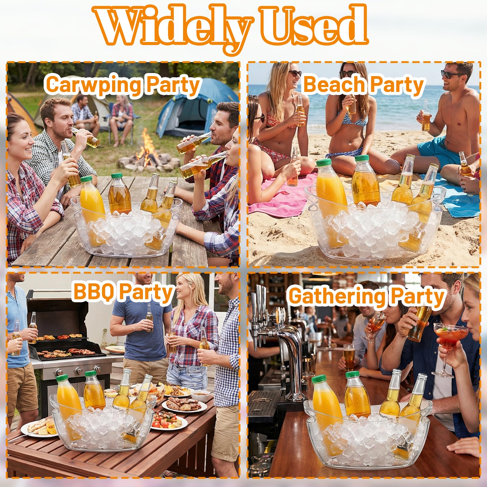 5 liter clear ice bucket set with scoops for parties