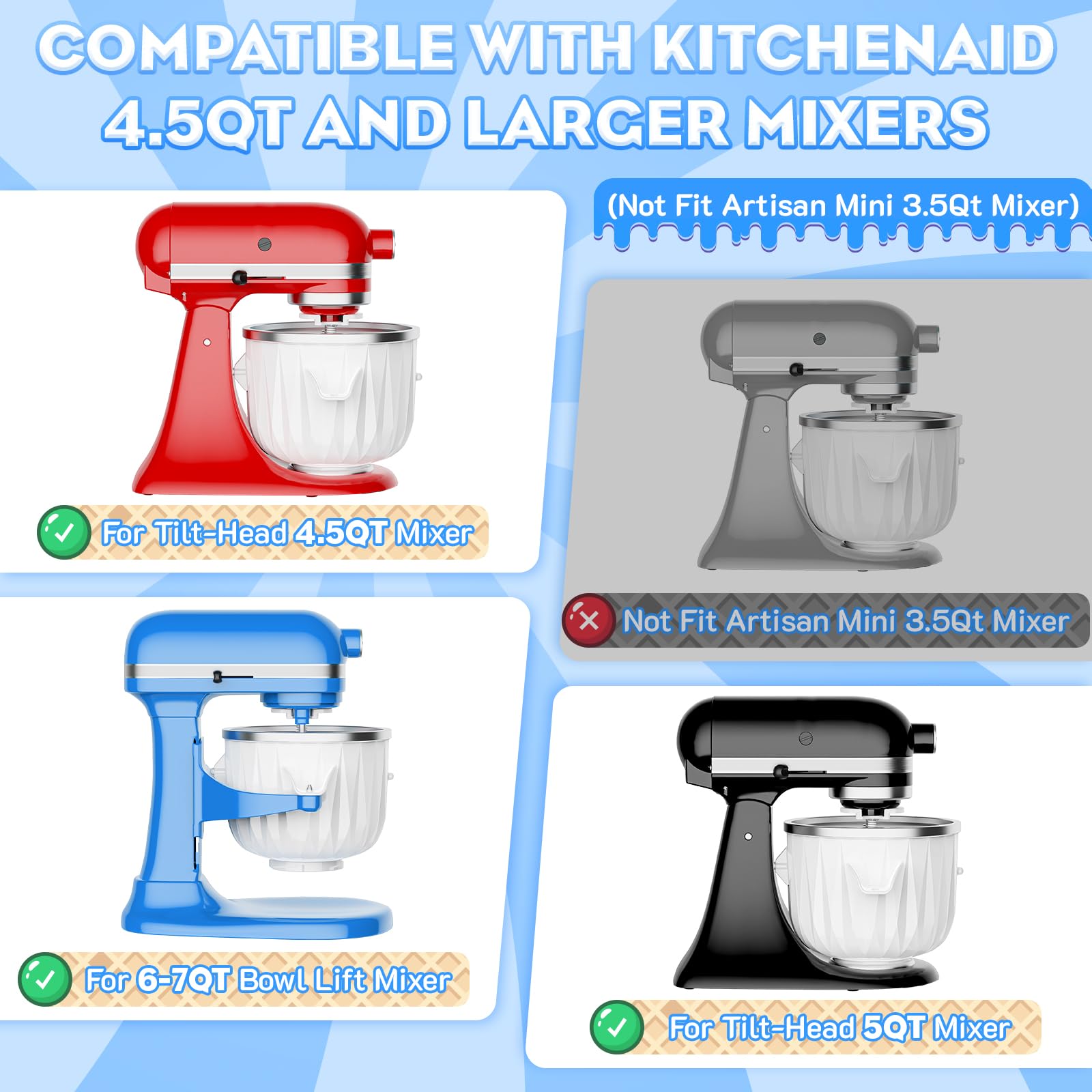 Ice cream maker attachment KitchenAid GVODE 2 quart capacity