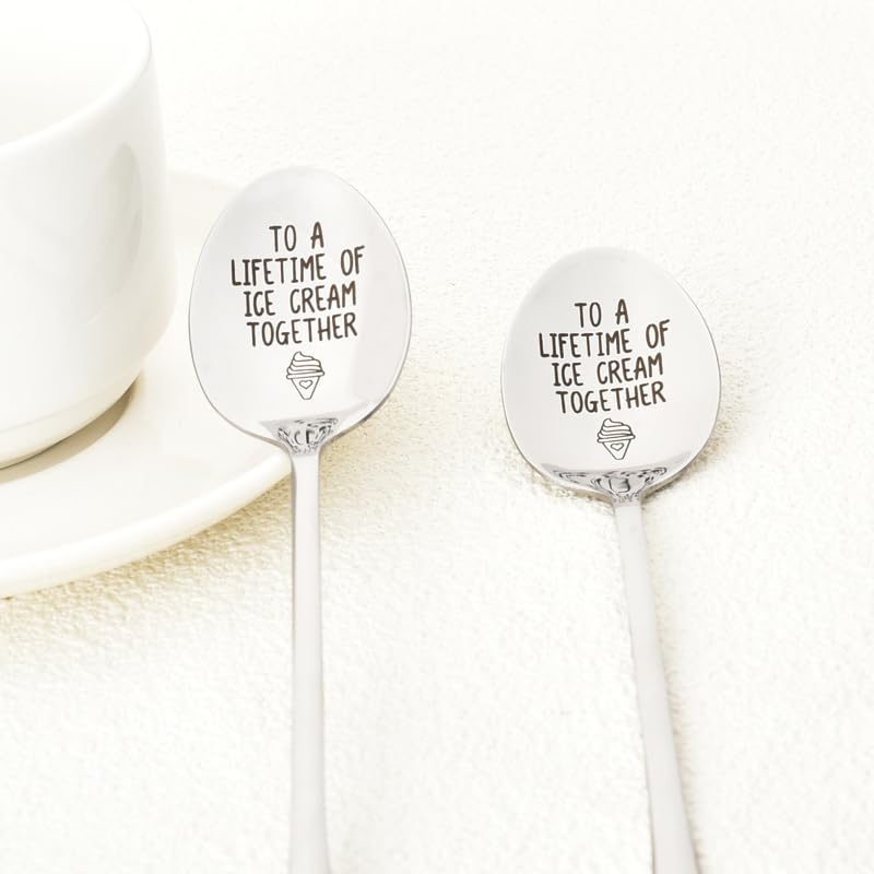 Ice cream spoons set for couples stainless steel