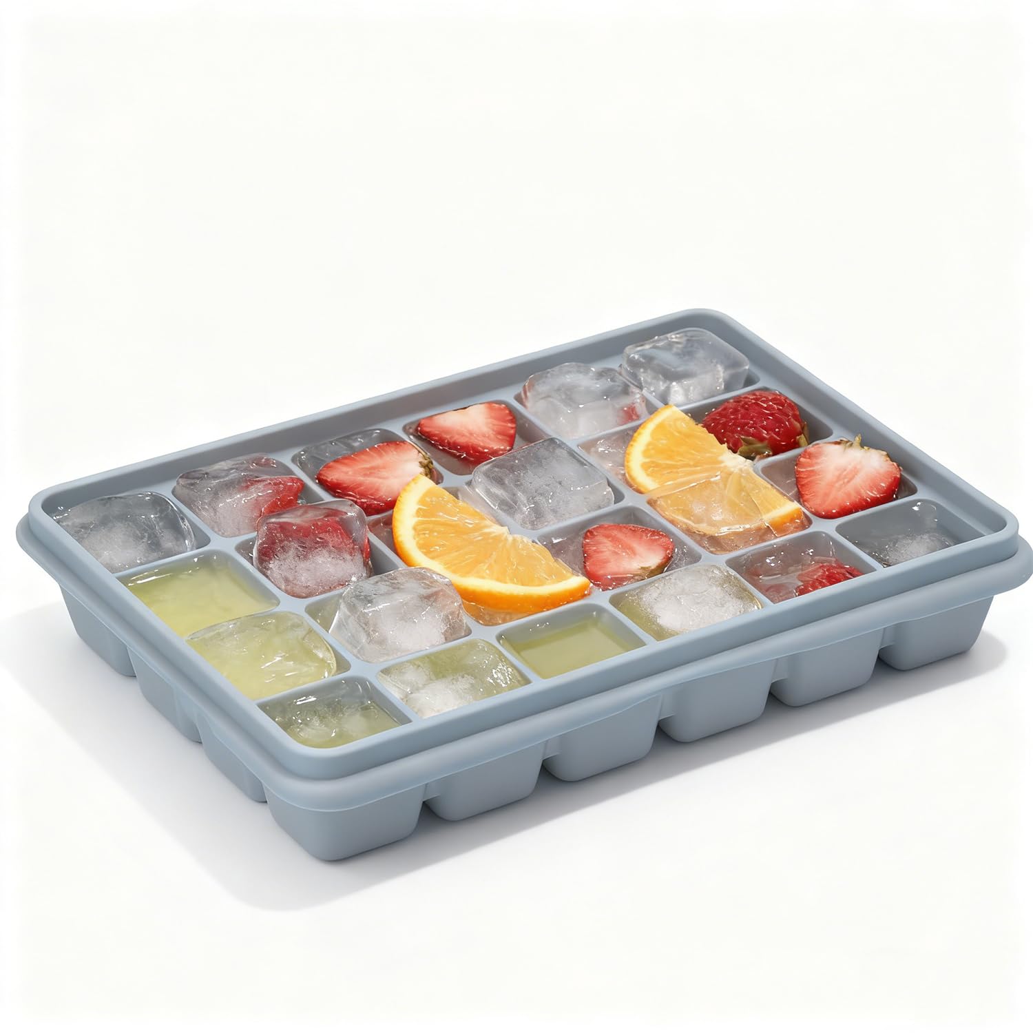 Ice molds with lid for cocktails coffee and juice