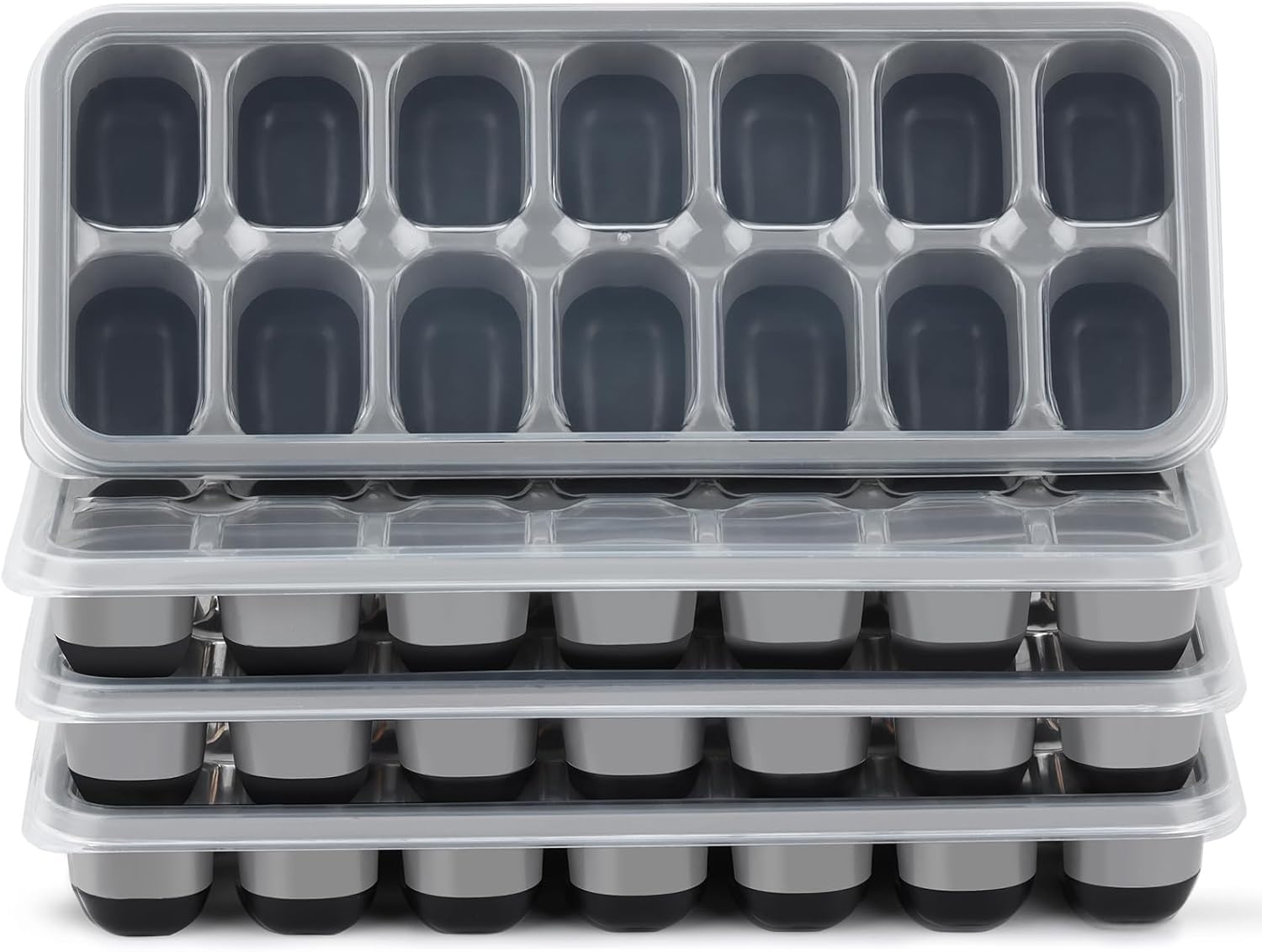Jrisbo ice cube tray 4 pack silicone with lid