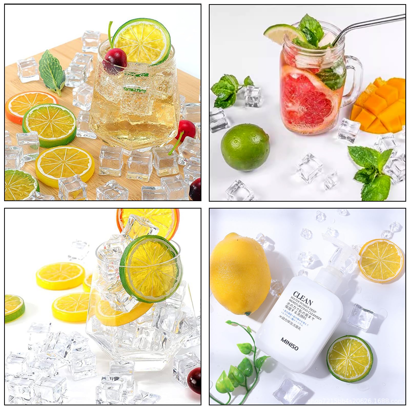 Lifelike acrylic ice cubes decorative prop