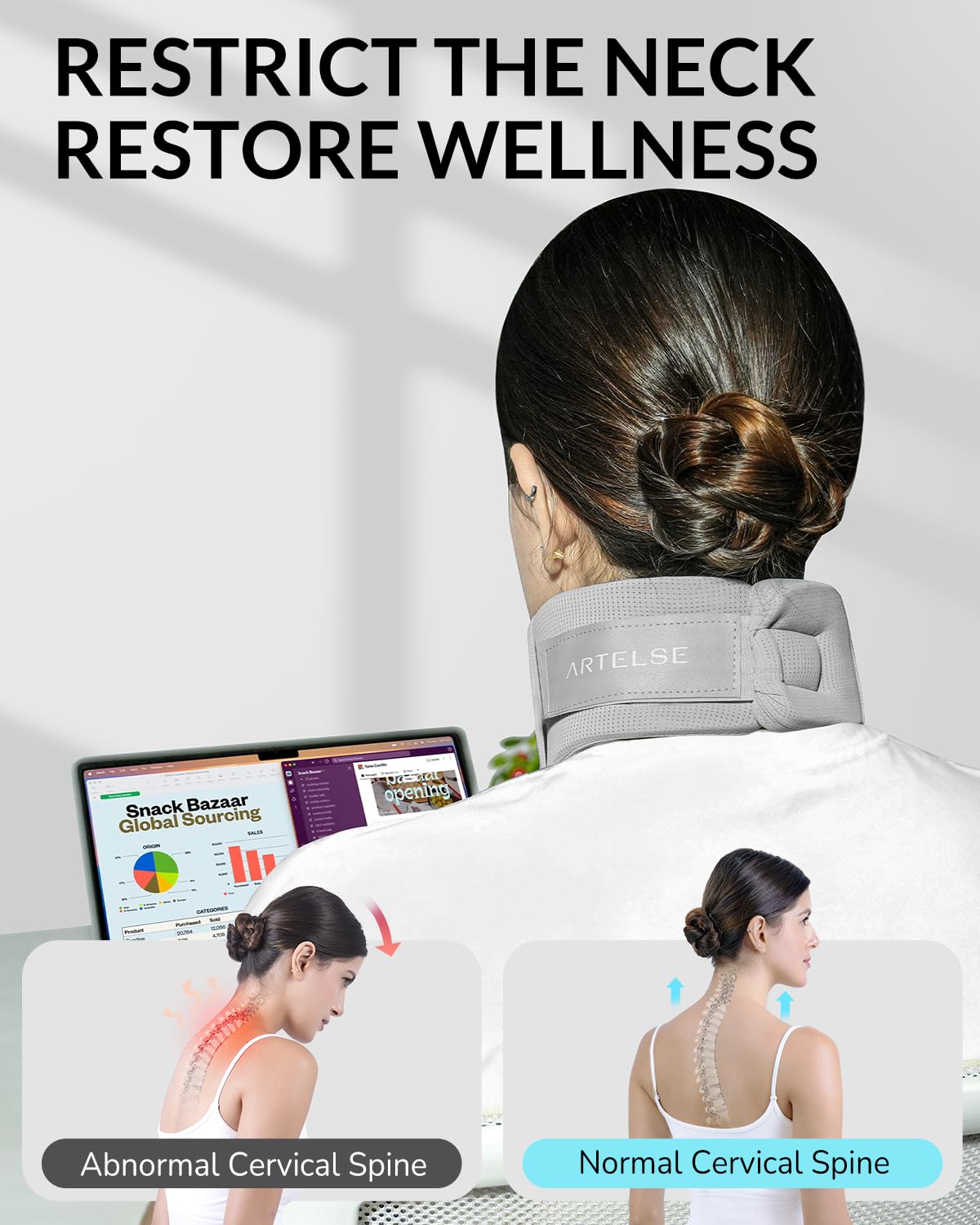 Ice Silk Neck Brace with memory foam for travel