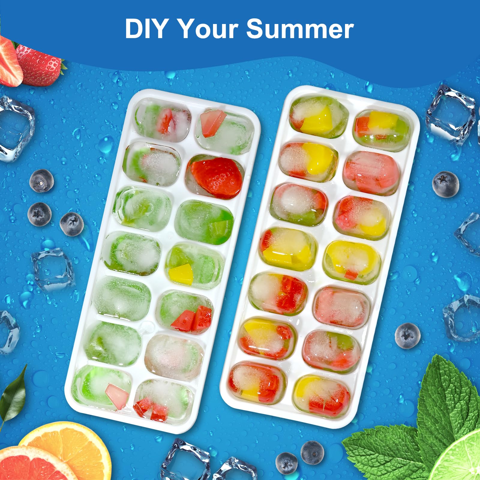 lid prevents spills and keeps ice fresh in freezer