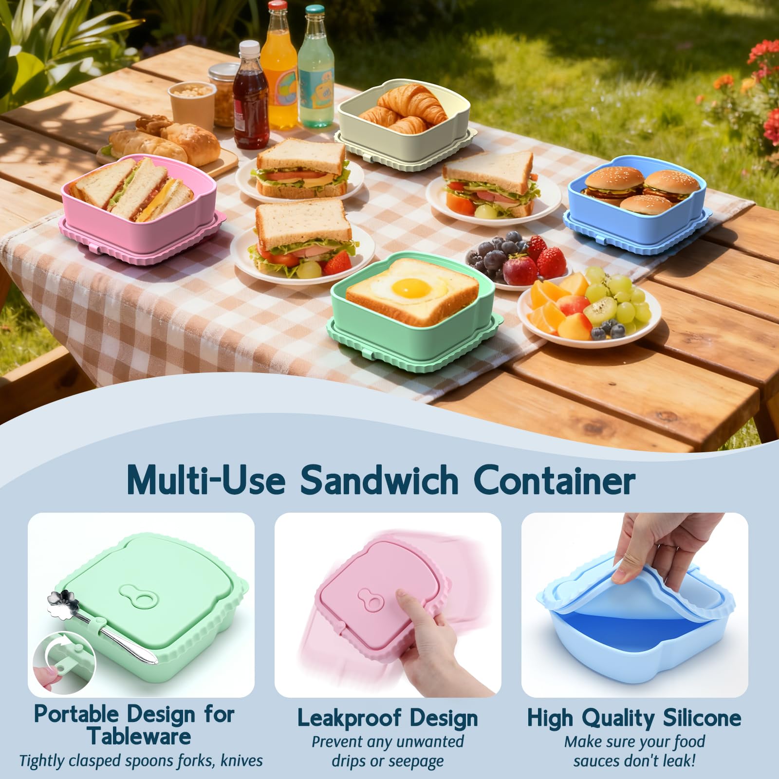 ICEROYCE four color sandwich containers for work gym picnic
