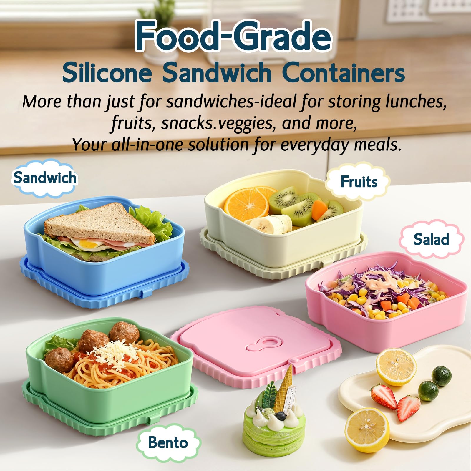 ICEROYCE silicone lunch boxes leak proof lid with air vent