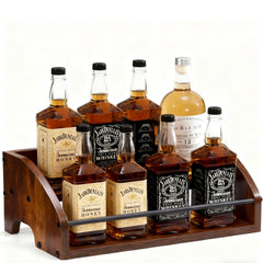 ICOHOT wooden liquor bottle display shelf on countertop