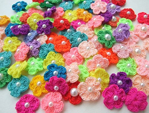 Assorted colors crochet flowers pack 40
