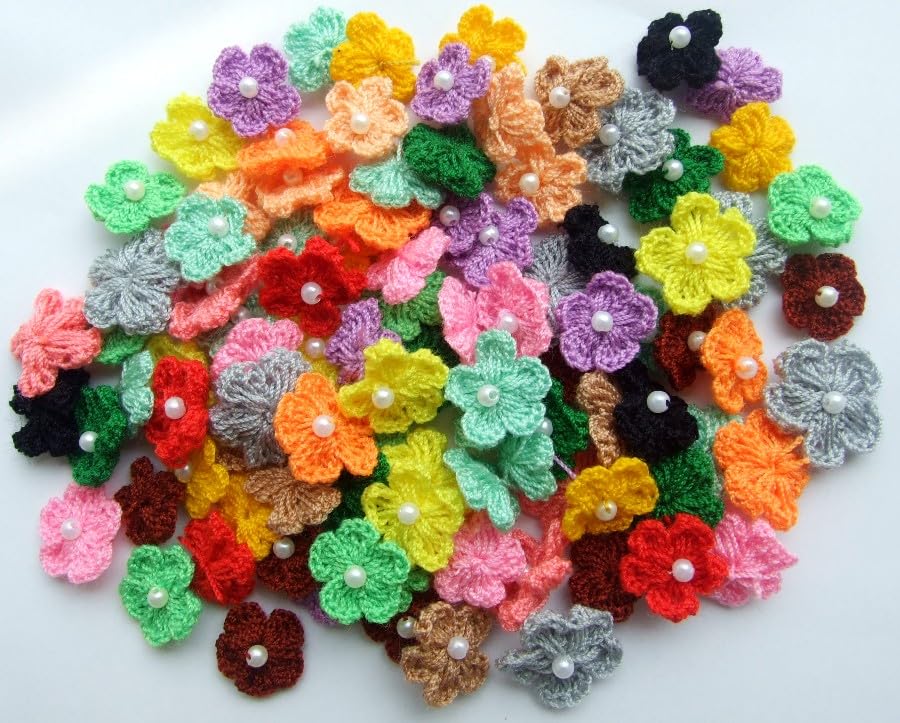 Cotton crochet flower embellishments
