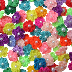 ICRAFY handmade crochet flowers 1 cm with pearl center
