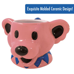 Pink molded ceramic mug featuring Grateful Dead Dancing Bear Head