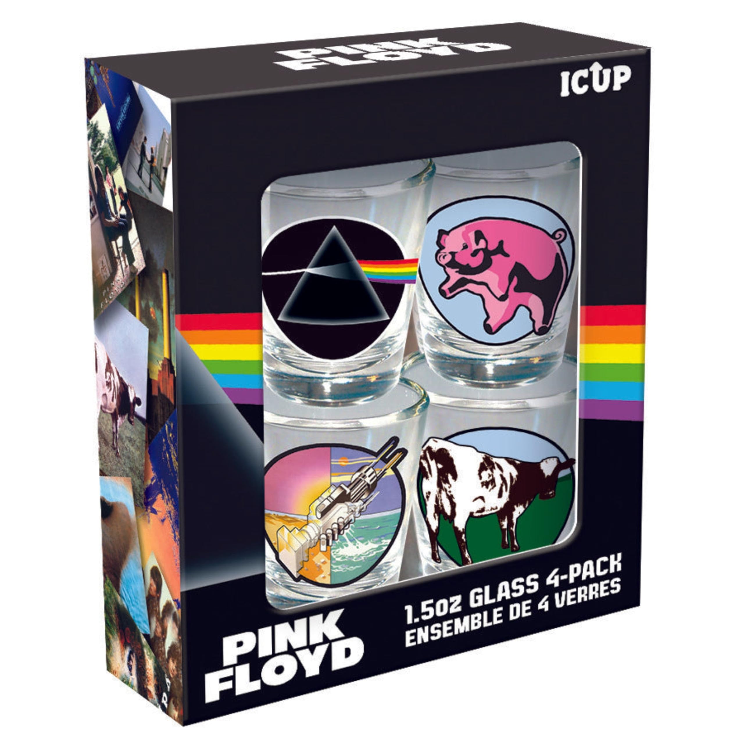 ICUP Pink Floyd Icons 4 Piece Shot Glass Set four 1.5 oz glasses