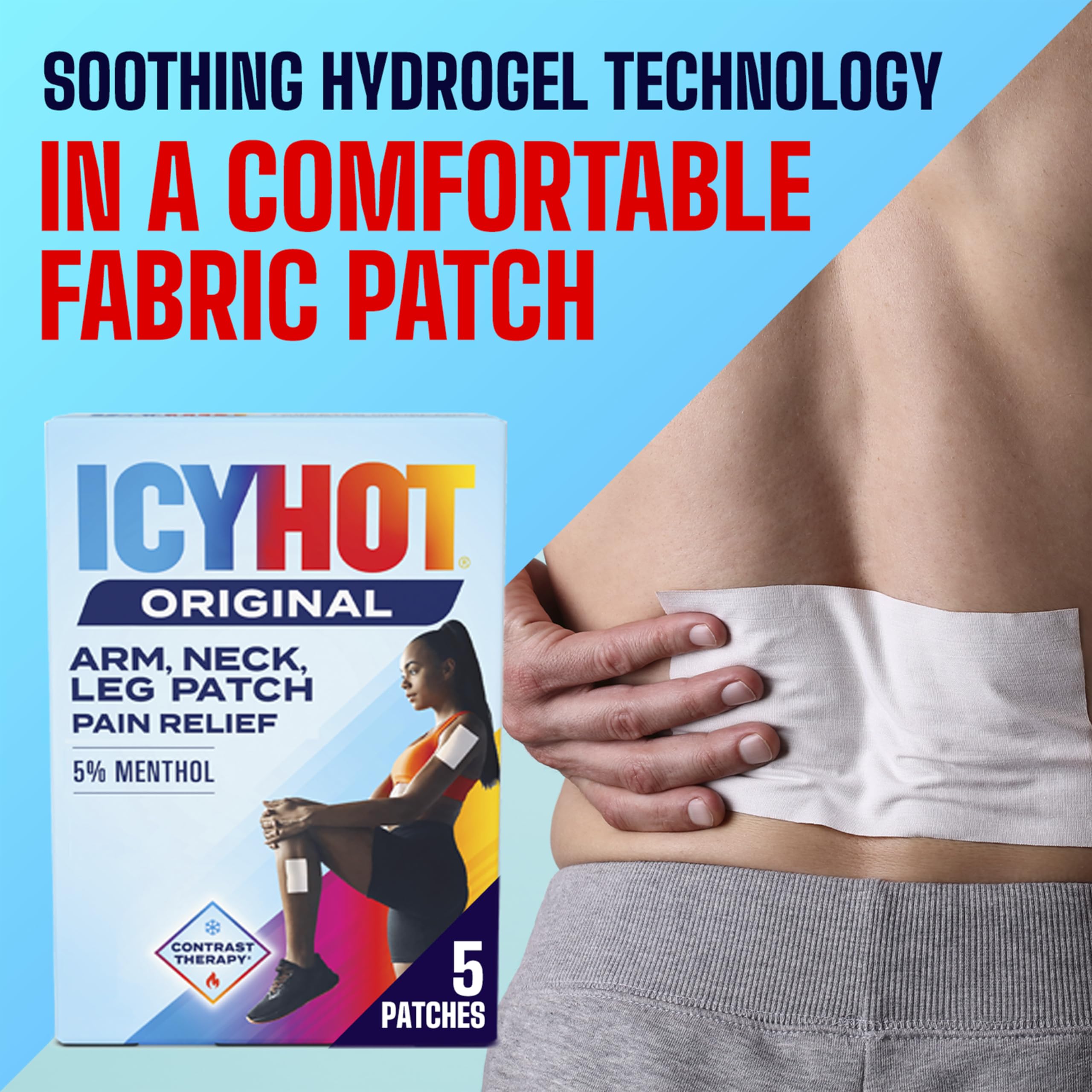 Menthol 5% active ingredient patch with cooling effect