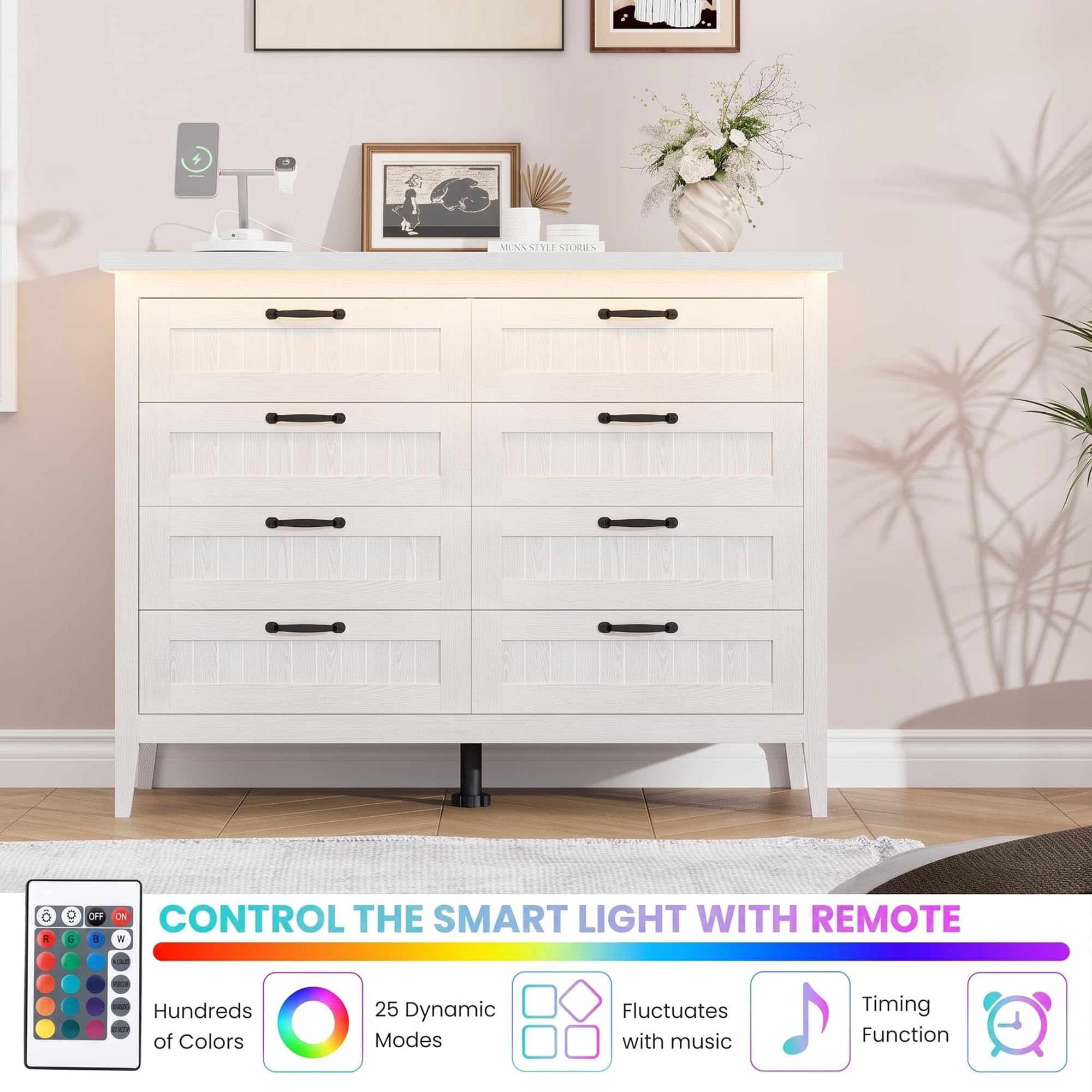 IDEALHOUSE white dresser dimensions 47.3W x 15.6D x 39.8H