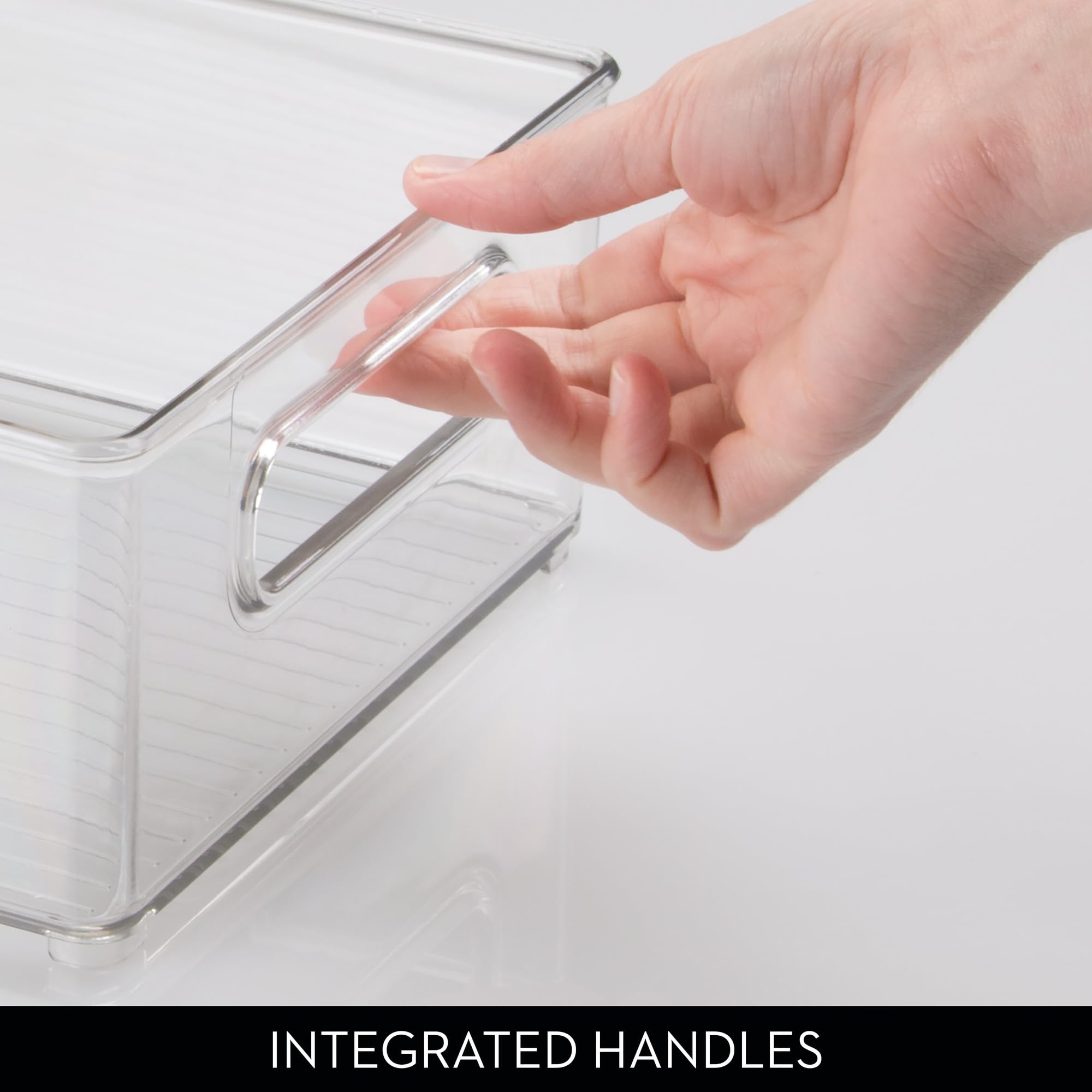 Clear fridge bin ideal for freezer organization by iDesign