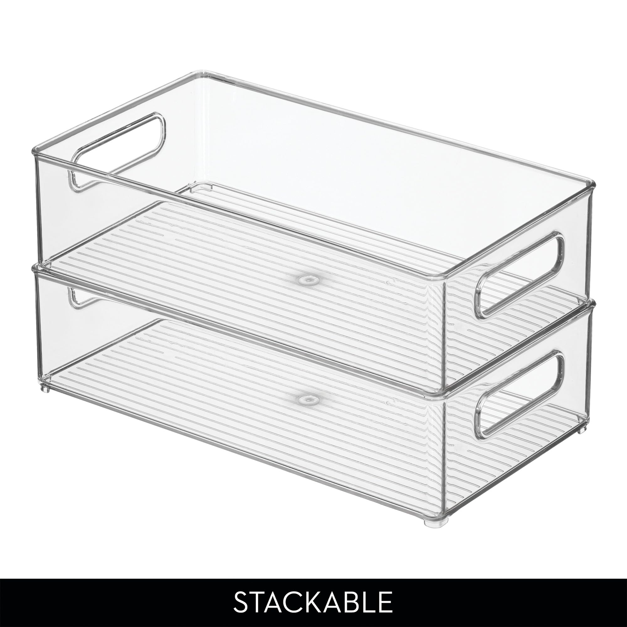 Set of 2 clear bins for pantry refrigerator organization