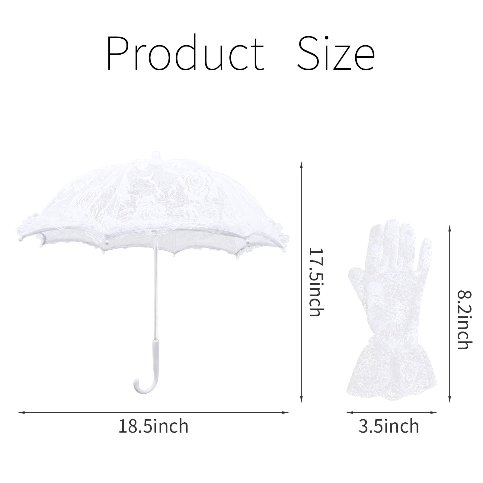 iDhlps mini white lace parasol with lace gloves