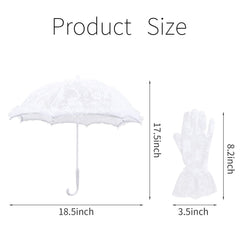 iDhlps mini white lace parasol with lace gloves