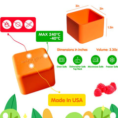 Square 2x2x1.5 inch silicone divider for bento lunch boxes